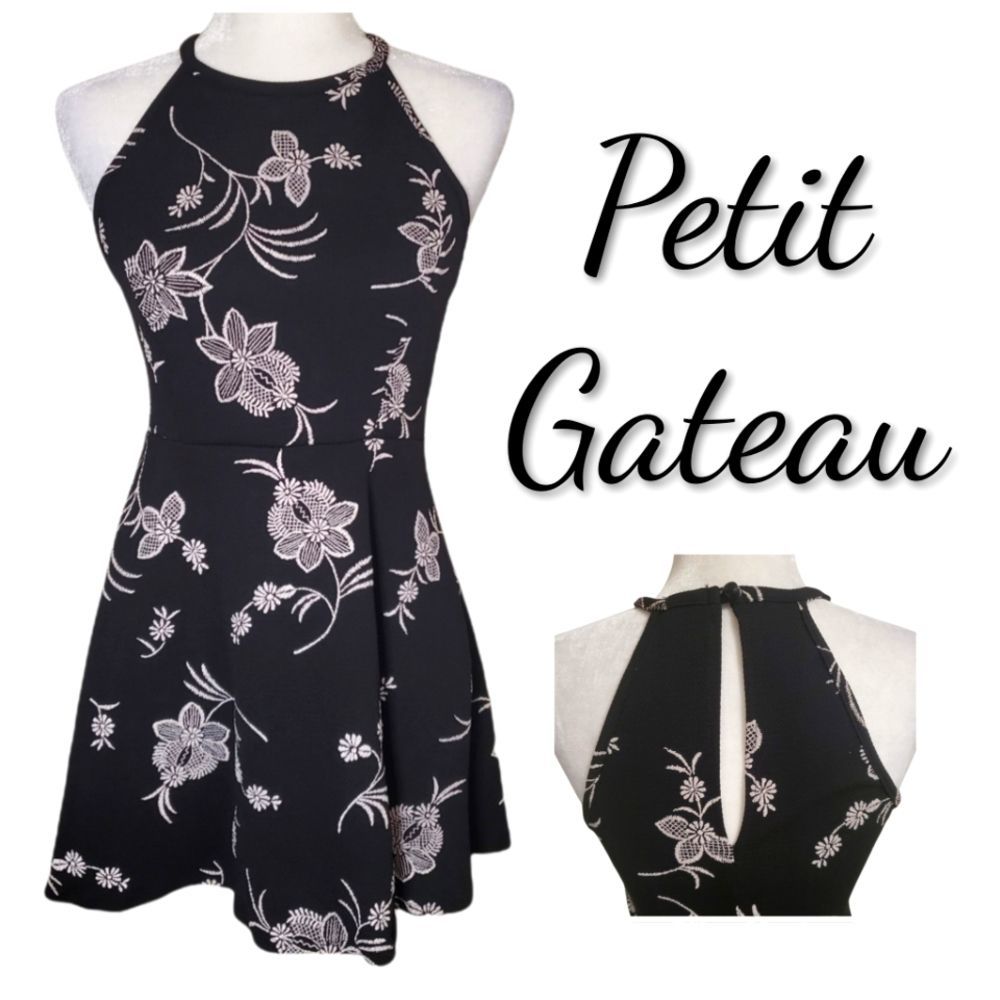 Petit Gateau Floral Print Bib Neck Skater Dress